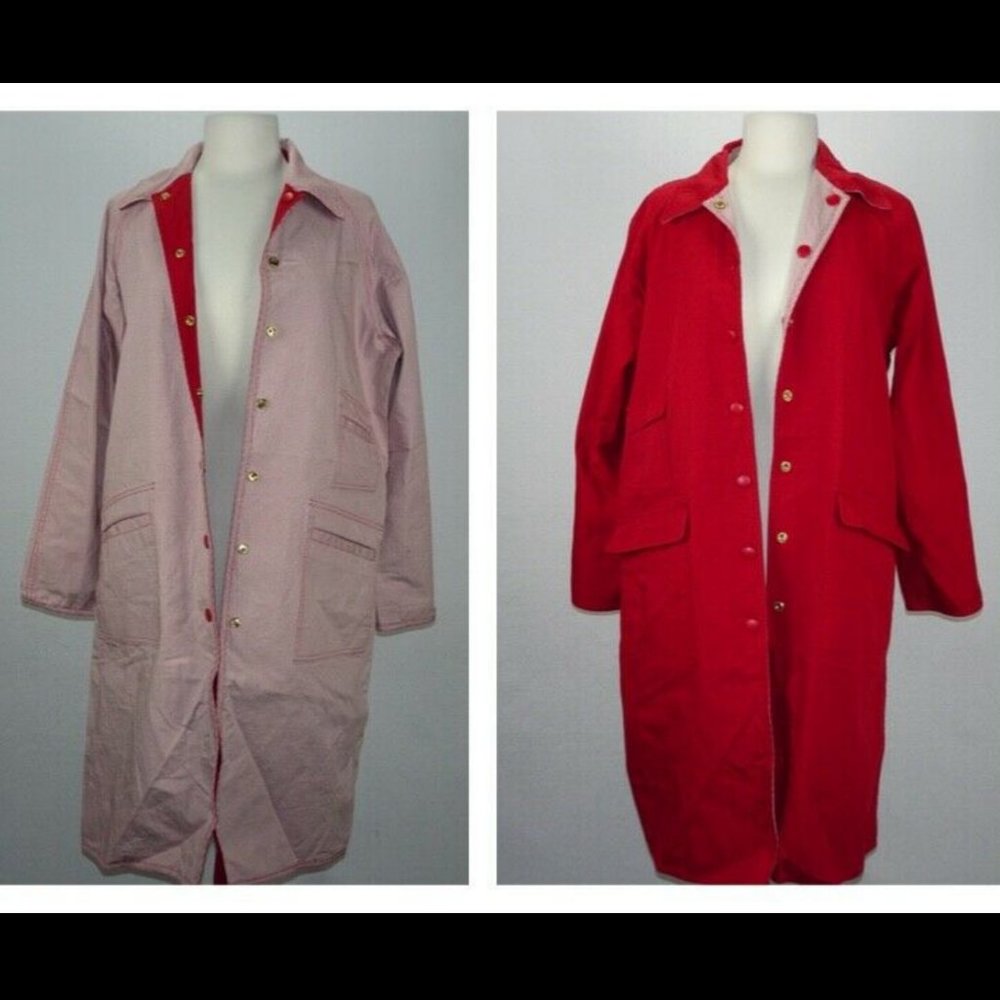 WORTH Size S Reversible Red and Polkadot Side Rain Coat